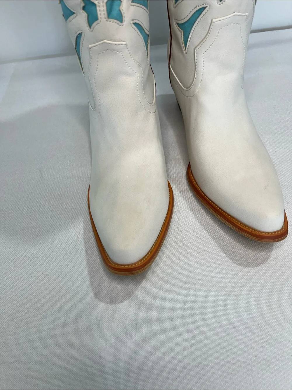 White & Teal Western Women’s Cowboy Boots